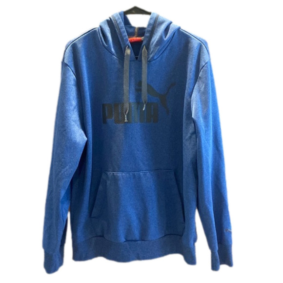 PUMA Blue Hoodie Sweatshirt with Grey Logo Size Large - Picture 1 of 5